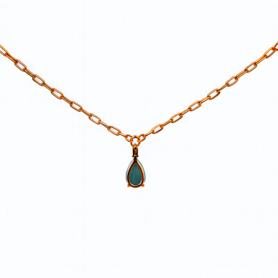 Collier Or Rose Chrysoprase et Diamant