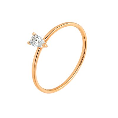 Bague en Or Rose et Diamant Taille Poire