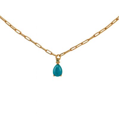 Collier Or Rose Turquoise et Diamant