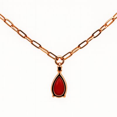 Collier Or Rose Cornaline et Diamant