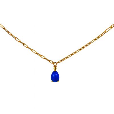 Collier Or Rose Lapis Lazulis et Diamant