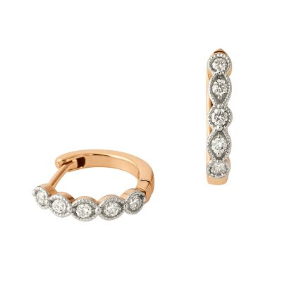 Boucles d'Oreilles Or Rose et Diamants