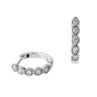 Boucles d'Oreilles Or Blanc et Diamants