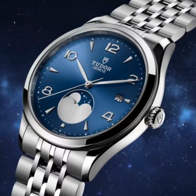 Montre TUDOR 1926 Luna, boîtier en acier, 39 mm, indicateur des phases de la lune