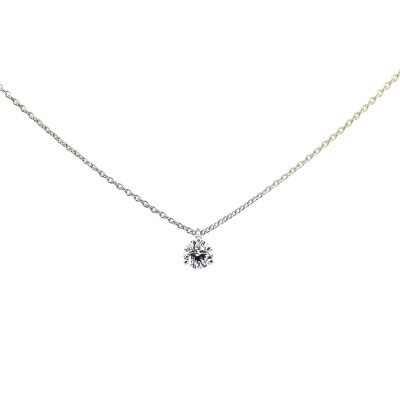 Collier Or Blanc et Diamant de 0.52 carat FVS1