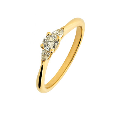 Solitaire Or Jaune et Diamants 0.31 carat FVS