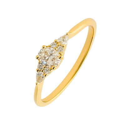 Solitaire Or Jaune et Diamants 0.28 carat FVS