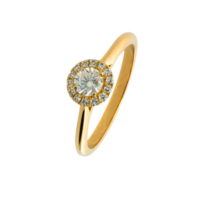 Solitaire Or Jaune et Diamants 0.21 carat FVS