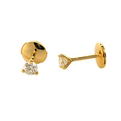 Puces d'Oreilles en Or Jaune et Diamants 0.40 carat FVS