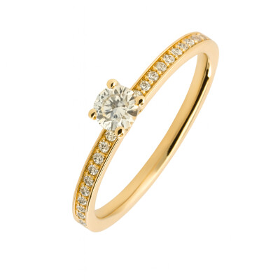 Solitaire Or Jaune et Diamants 0.27 carat FVS