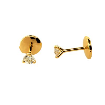 Puces d'Oreilles Or Jaune et Diamants 0.30 carat FVS