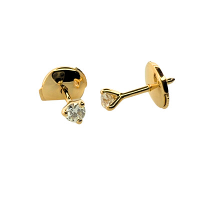 Puces d'Oreilles Or Jaune et Diamants 0.20 carat FVS