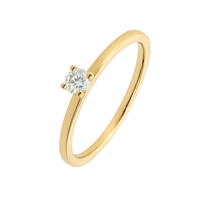 Solitaire Or Jaune et Diamant 0.10 carat FVS