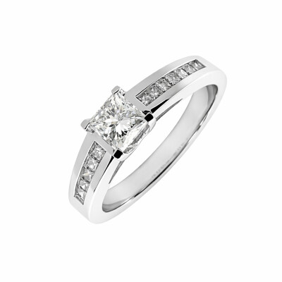 Solitaire 4 Griffes Or Blanc et Diamants 0.50 carat