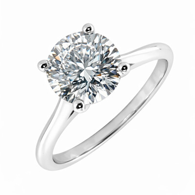 Solitaire Or Blanc 4 Griffes et Diamant 1.50 Carat FVS2