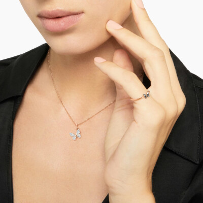 Pendentif DoDo Nature en or rose et diamants