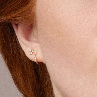 Mono boucle d'oreille créole Ginette NY BE MINE en or rose et diamants