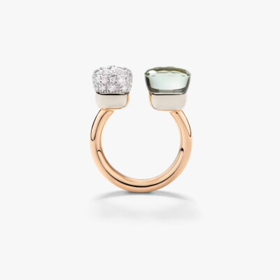 Bague Pomellato Nudo en or rose, or blanc, prasiolite et diamants