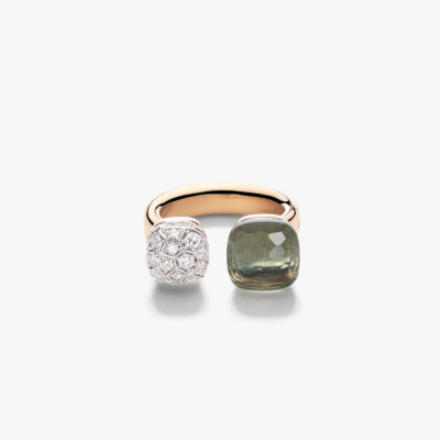 Bague Pomellato Nudo en or rose, or blanc, prasiolite et diamants