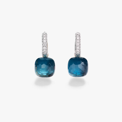 Boucles d'oreilles Pomellato Nudo en or blanc, or rose, topazes bleu London et diamants