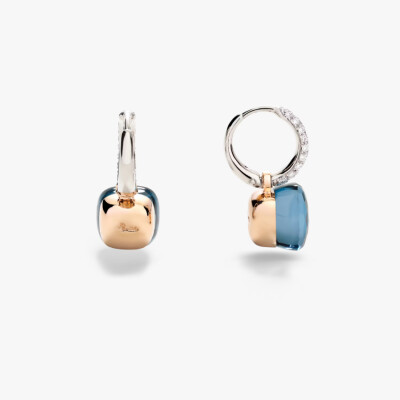 Boucles d'oreilles Pomellato Nudo en or blanc, or rose, topazes bleu London et diamants