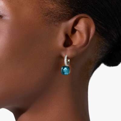 Boucles d'oreilles Pomellato Nudo en or blanc, or rose, topazes bleu London et diamants