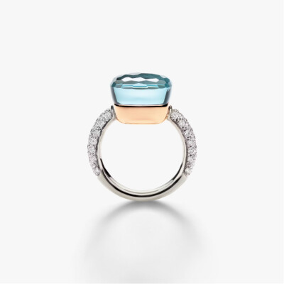 Bague Pomellato Nudo Maxi en or rose, or blanc, diamants et topaze