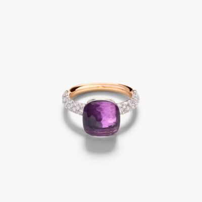 Bague Pomellato Nudo Classic en or blanc, or rose, diamants et améthyste