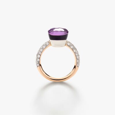 Bague Pomellato Nudo Classic en or blanc, or rose, diamants et améthyste