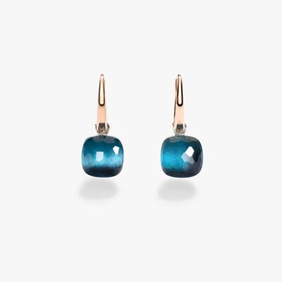 Boucles d'oreilles Pomellato Nudo en or rose, or blanc et topaze Blue London