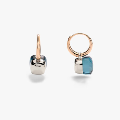 Boucles d'oreilles Pomellato Nudo en or rose, or blanc et topaze Blue London
