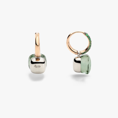 Boucles d'oreilles Pomellato Nudo en or rose, or blanc, prasiolites, malachites et tsavorites