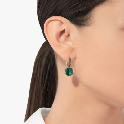 Boucles d'oreilles Pomellato Nudo en or rose, or blanc, prasiolites, malachites et tsavorites
