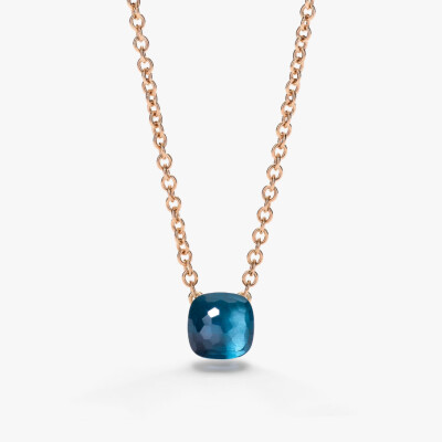 Pendentif avec chaîne Pomellato Nudo en or rose et topaze Blue London