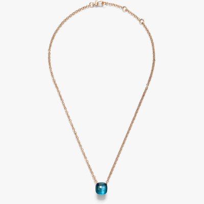 Pendentif avec chaîne Pomellato Nudo en or rose et topaze Blue London