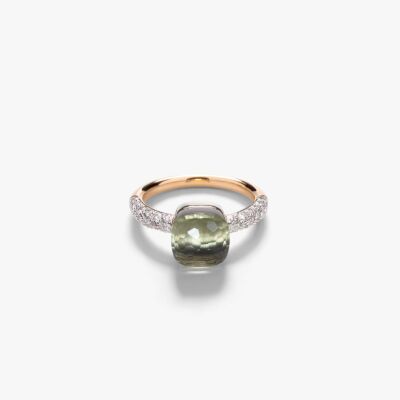 Bague Pomellato Nudo Petit modèle en or rose, or blanc, diamants et prasiolite