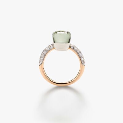 Bague Pomellato Nudo Petit modèle en or rose, or blanc, diamants et prasiolite