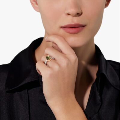 Bague Pomellato Nudo Petit modèle en or rose, or blanc, diamants et prasiolite