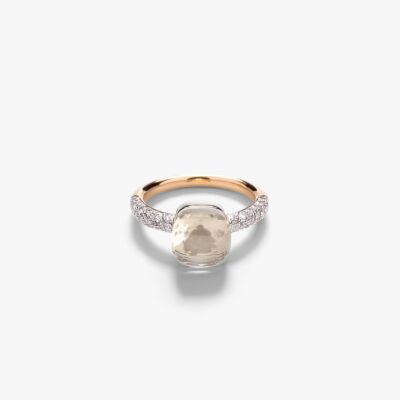 Bague Pomellato Nudo Petit en or rose, or blanc, diamants et topaze blanche