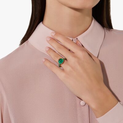 Bague Pomellato Nudo Classic en or rose, or blanc, prasiolite, malachite et tsavorites