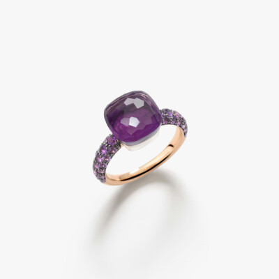 Bague Pomellato Nudo Classic en or rose, or blanc, améthyste et jade