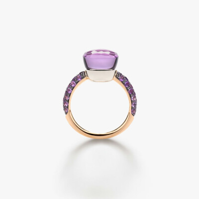 Bague Pomellato Nudo Classic en or rose, or blanc, améthyste et jade