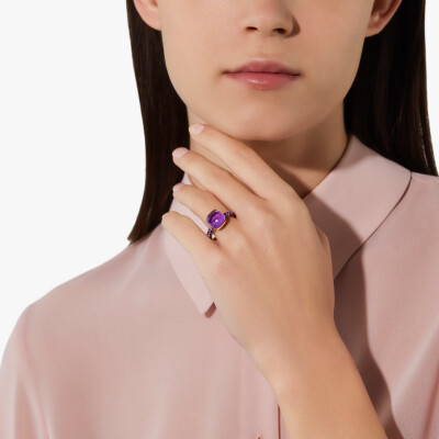 Bague Pomellato Nudo Classic en or rose, or blanc, améthyste et jade