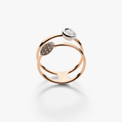 Bague Pomellato Sabbia en or rose, or blanc, diamant et diamants bruns