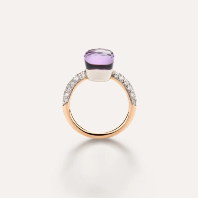Bague Pomellato Nudo Petit en or rose, or blanc, diamants et améthyste