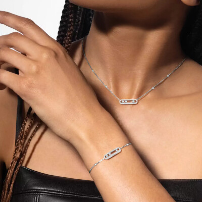 Collier Messika Baby Move Classique pavé en or blanc et diamants