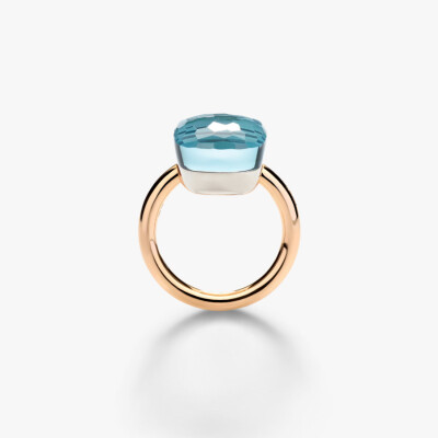 Bague Pomellato Nudo Maxi en or rose, or blanc et topaze
