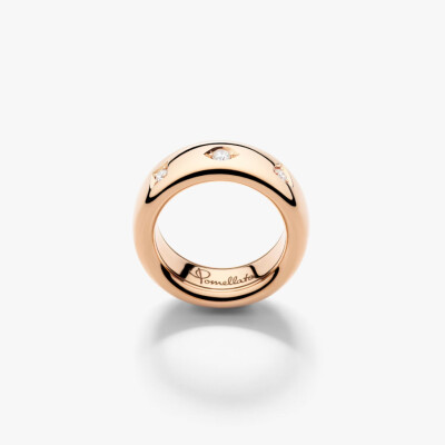 Bague Pomellato Iconica Slim en or rose avec 3 diamants blancs