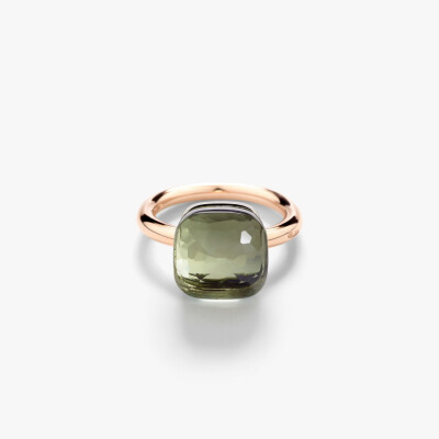 Bague Pomellato Nudo Maxi en or rose, or blanc et prasiolite