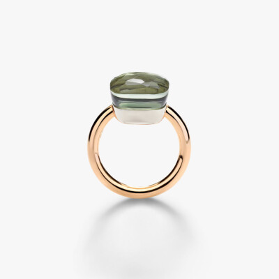 Bague Pomellato Nudo Maxi en or rose, or blanc et prasiolite